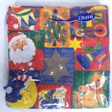 Duni Christmas Holiday Cocktail Soft 20 Napkins 4 3/4 Inch Vintage 1980s