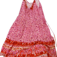 Shein Pink Bobo Spaghetti Strap Layered Sundress EUC Size M