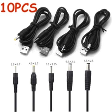 USB A Male to 2.0/2.5/3.5/4.0/5.5mm Connector 5V DC Charger Power Cable Cord 10X
