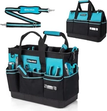 DURATECH 16-Inch Heavy Duty Tool Bag with Waterproof Hard Bottom with 18 Pockets