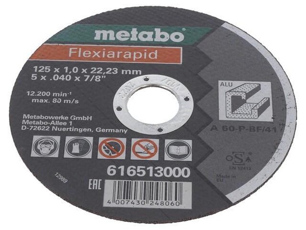 616513000 Schneidscheibe Ø: 125Mm ØÖFfn: 22,23Mm St. Schleifscheibe: 1Mm Metabo-image