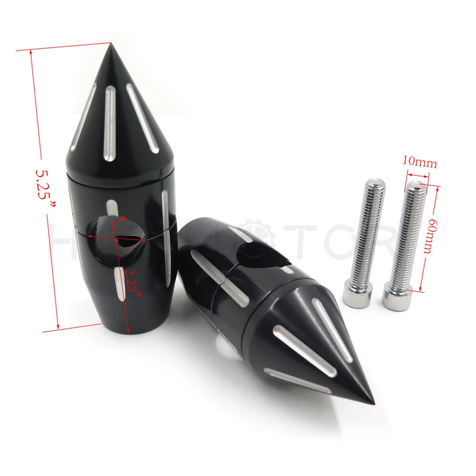2 1/4" Black Spike Handlebar Risers For Harley Softail Dyna Sportster Custom 1'' - Image 4 of 4