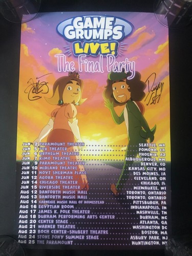 2019 Spiel Grumps Live! The Final Party Tour signiert Arin Danny 11x17 Promo Poster