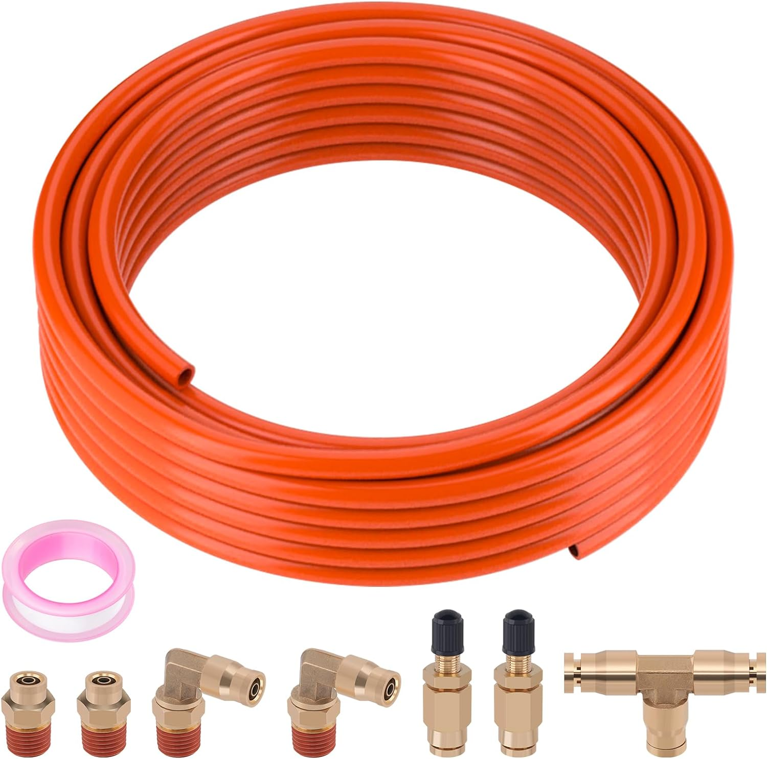 Air Line Kit for Air Spring Bag Suspension with Fittings, 25 FT PA Hose