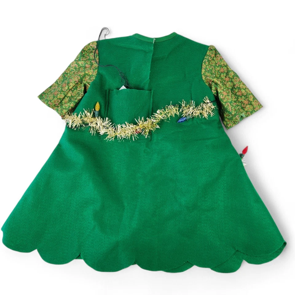 Disfraz de árbol de Navidad para niños pequeñas luces alimentadas por batería hechas a mano con disfraces Foto 2 de 4