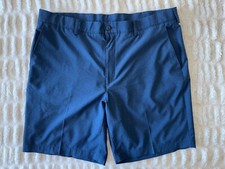 PGA TOUR Men's Golf Shorts Navy Size 40 Polyester Five Pockets Flat Front Logo
