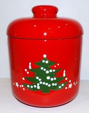 WAECHTERSBACH GERMANY CHRISTMAS TREE RED 9 1/8" COOKIE/BISCUIT JAR WITH LID
