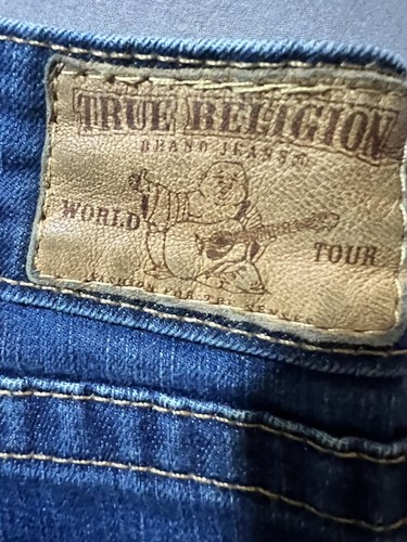 True Religion Jeans Girls 24x23 Blue Denim Belted Pocketed Zip Made USA Kids. - Picture 8 of 13
