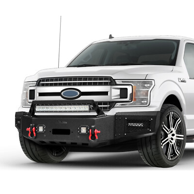 Heavy Duty Steel Front Bumper W/LED Lights & Drings For 2018 2019 2020 Ford F150 Heavy Duty Steel Front Bumper W/LED Lights & Drings For 2018 2019 2020 Ford F150