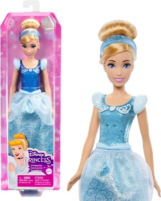DISNEY Prinzessin Cinderella - Bewegliche Puppe mit glitzerndem Outfit, Mädchen