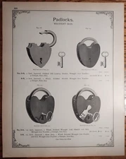 (16) 1893 Padlocks RR Scandanavian Jail Print Ad Catalog Pages Original AD-39