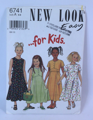 New Look for Kids precut Sewing Pattern # 6741 Kids Dresses with Trim Size  4-9 A | eBay