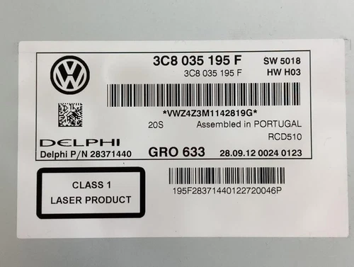 3C8035195F Sistema Audio/Radio Cd para VOLKSWAGEN PASSAT BERLINA (362) 94223 - Imagen 4 de 5