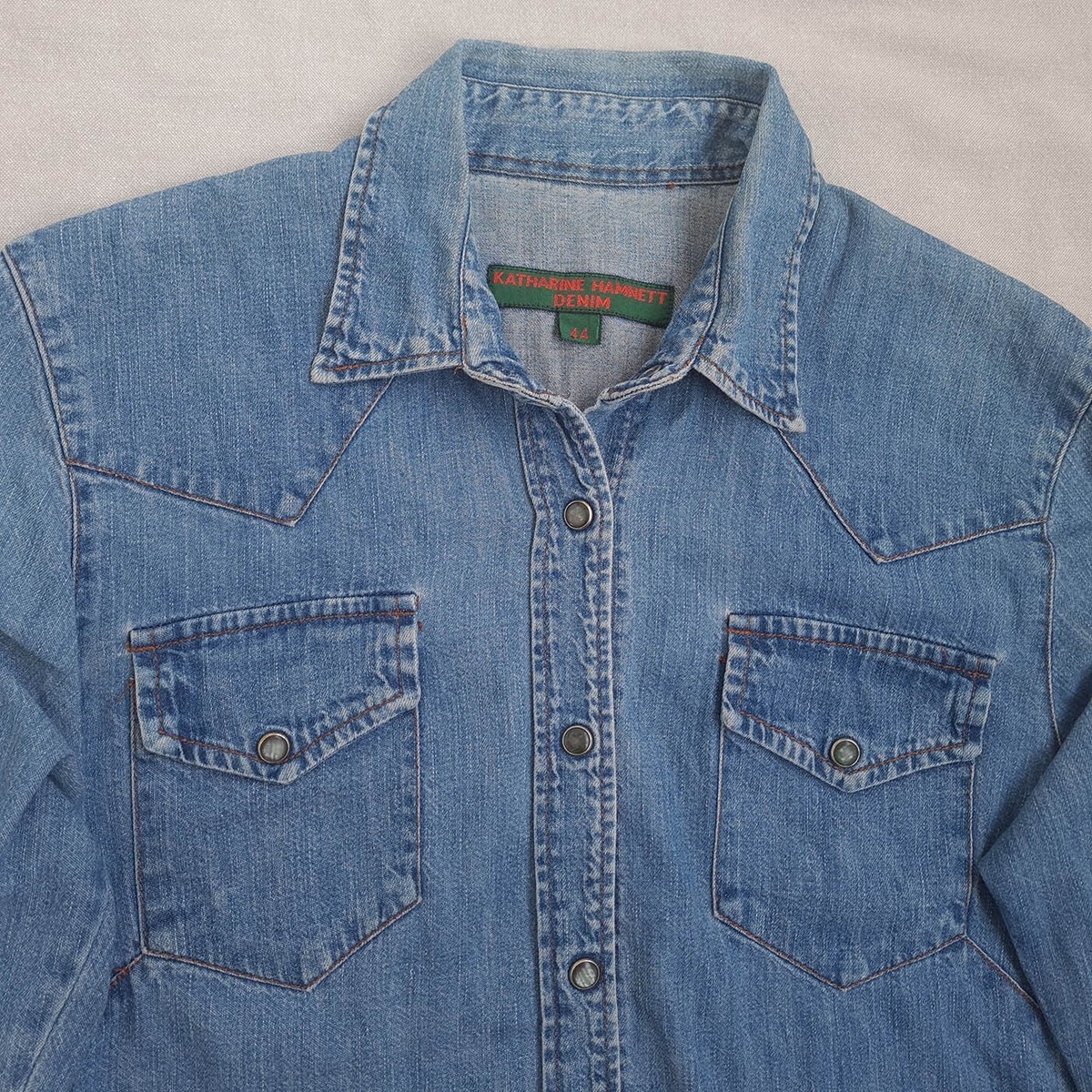 Vintage Katharine Hamnett Womens Snap Button Denim Shirt Vintage Katharine Hamnett Womens Snap Button Denim Shirt