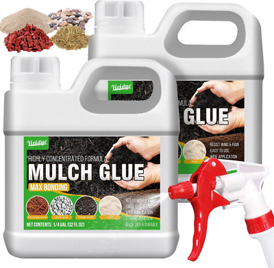 Mulch Glue - 0.5 Gallon / 64oz Mulch Adhesive Pea Gravel Binder for Landscaping,