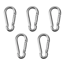 5 PCS 304 Stainless Steel Spring-Snap HooksMetal Clips for CampingFishingHang...