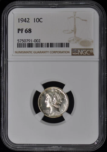 1942 Mercury Dime 10C NGC PR68