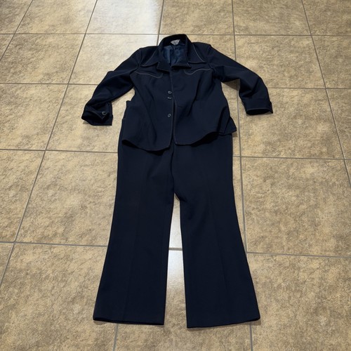 Vtg Mr Leggs Suit Mens Jacket Pants Blue 1970s