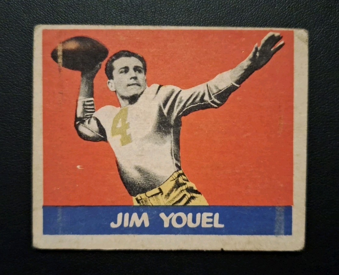 Jim Youel #57 Football Cards 1949 Leaf trading card — raw and PSA graded price guide