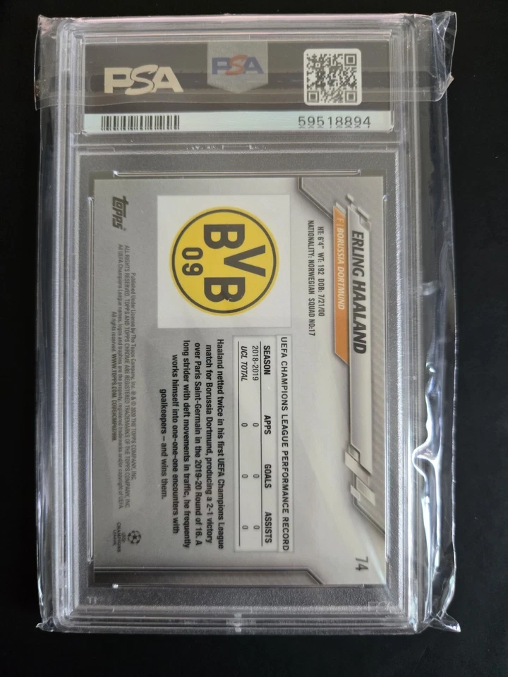 2019-20 Topps Chrome UCL Erling Haaland 74 PSA 10 Rookie RC - Image 2 of 4