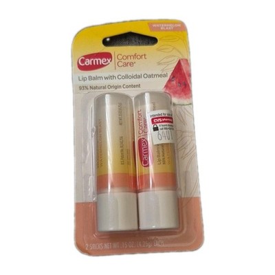 Carmex Comfort Care Lip Balm Stick with Colloidal Oatmeal Watermelon Blast 2ct