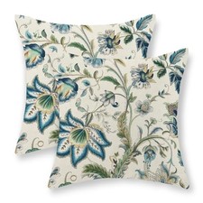 Blue Green Pillow Covers 18x18 Set 18" x 18" Pack of 2 Sage Green Blue Floral