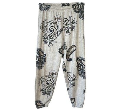 UO Exploded Paisley Sweatpants Medium Gray Baggy Oversize Streetwear Fleece