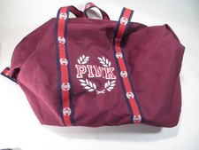 Victoria's Secret rosa: borsa borsone tela marrone cerniera rosso e blu cinghie