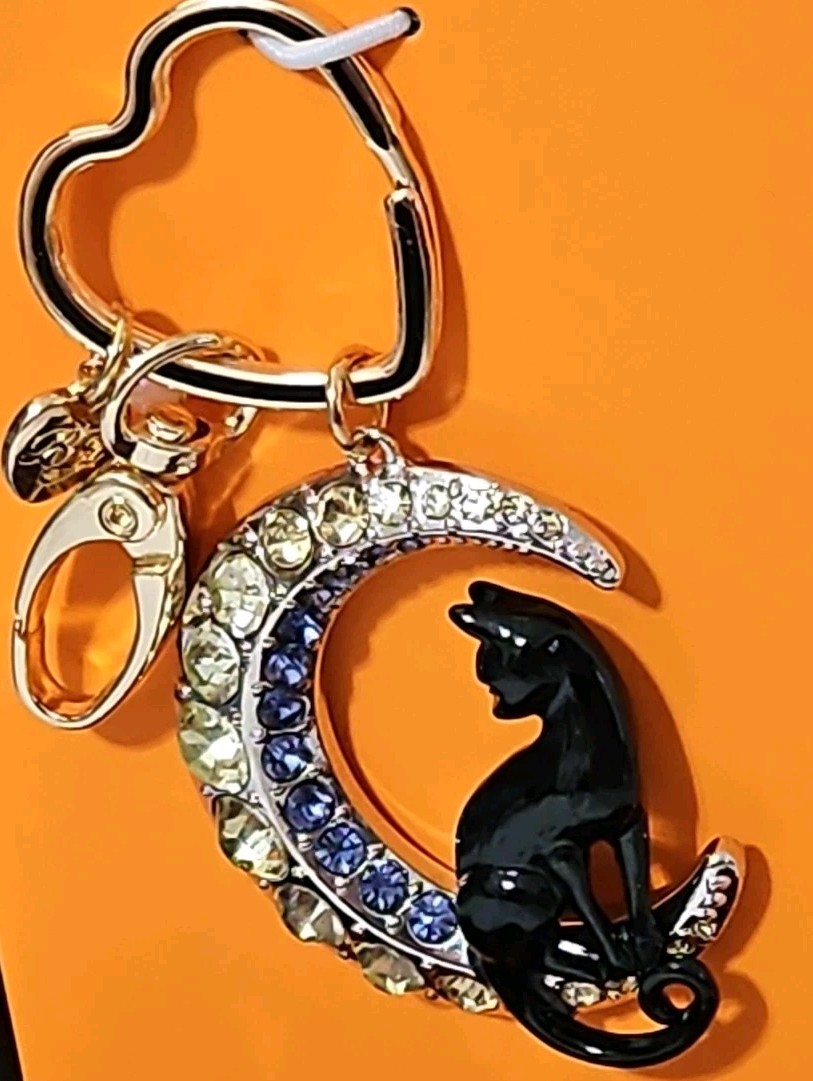 David Bowie 猫　オーナメント アスティエ　アシュペ レア Betsey Johnson Charm Black Cat Moon Jewelry Handbag Charm Key