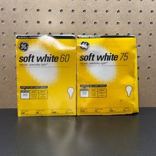 GE Soft White 60 and Soft White 75 4 bulbs each new in box 8 bulbs total