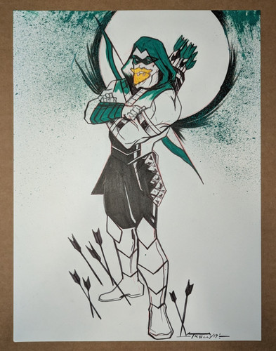 Tom Kelly Original Art Commision of Green Arrow 9x12