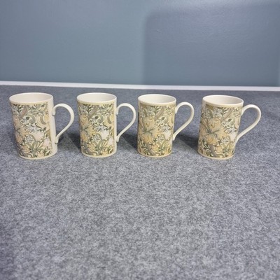 Dunoon Scotland Stoneware Mugs Set 4 Floral Knightsbridge William Morris Design