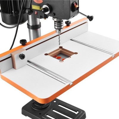 Drill Press Worktable 24x12in MDF w/ T-Slot System, Fence, Stop & Clear Scale
