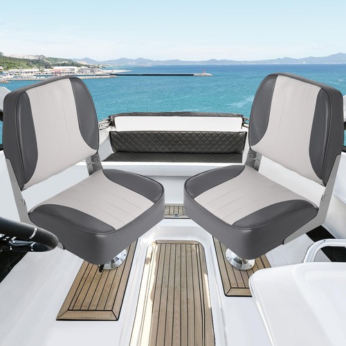 2Pack Boat Seat Low Back Folding Fishing Boat Captain Chairs with ...