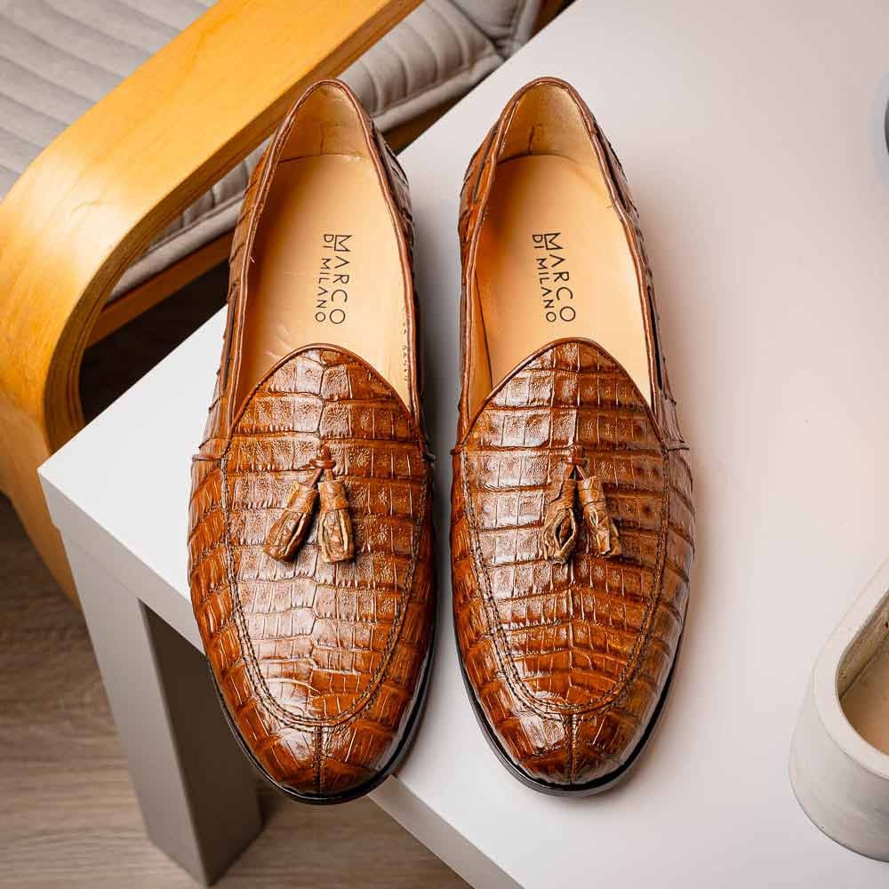 Bianchi Bay Apache Genuine Caiman Crocodile Tassel Loafers | MARCO DI ...