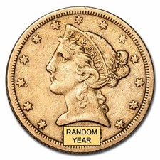 $5 Liberty Gold Half Eagle VF (Random Year)