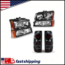 Black Headlights Tail Lights Set For 2003-2006 Chevy Silverado 1500 2500 3500