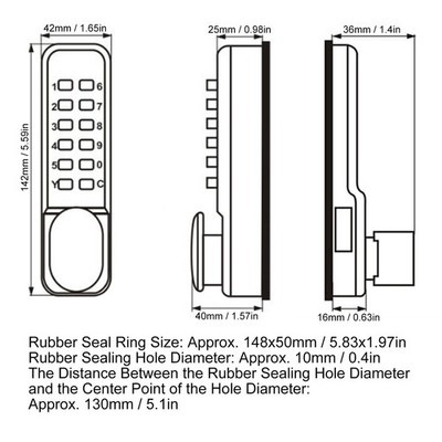 Qivine Mechanical Keyless Door Lock, Push Button Door Lock Keypad 1-11 Digitals