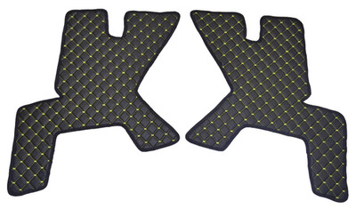 2X L+R Schwarze Mit Gelbem Eco-Leder Türmatten Für Renault Gama T 2014+ Lkw