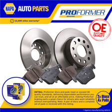 Image of 2x Solid Brake Discs and Pads Rear 272mm PBD8589+PBP7593 Proformer Set Pair New