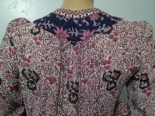 Rare True Vtg 60s 70s Block Print India Gauze Gypsy Hippie Boho Midi Dress Sz S - Picture 10 of 19