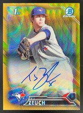 2016 Bowman Draft #CDA-TZ T.J. Zeuch Auto Chrome Pick Gold Wave Refractor /50