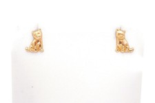 14k Yellow Gold Cat Earrings B2
