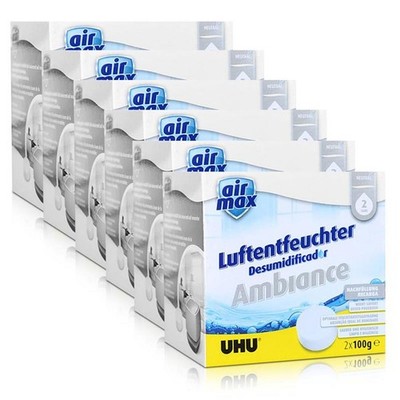 6x Uhu Air Max Ambiance Nachfülltabs, 2x 100g neutral Luftentfeuchter