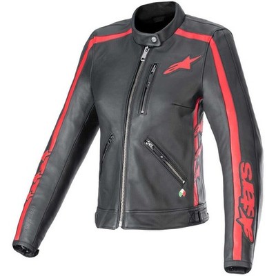 Alpinestars Motorrad Lederjacke Star Dyno - Schwarz/Rot High 31139241346