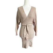 Shein Beige Knit Mini Sweater Dress Women's Size XS | 45-8-2