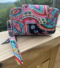 Vera Bradley Zip-Around Floral Wristlet Wallet w/ ID Window, Multicolor/Black