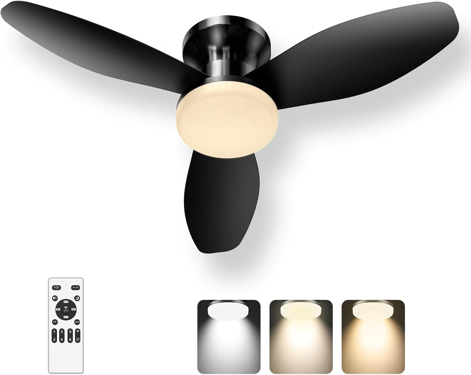 106Cm Ceiling Fans with Light and Remote, 42 Inch Low Profile Ceiling Fan with L