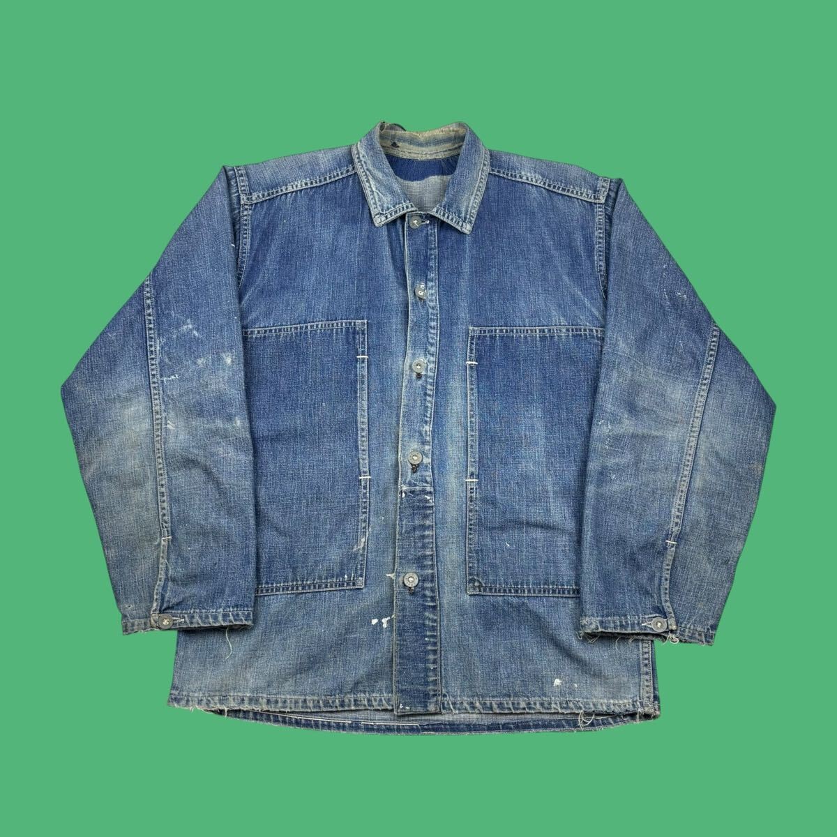 Vintage 1930's US Army M-35 Denim Pullover Jacket Indigo Length 72cm