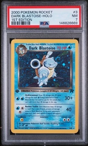 Pokemon 1st Edition Dark Blastoise Holo 3/82 - Team Rocket - PSA 7 NM